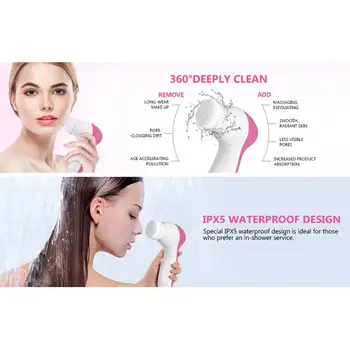 

PIXNOR Portable 7-in-1 Facial Brush Cleansing System Massager Face Cleanser Brush with 7 Brush Heads