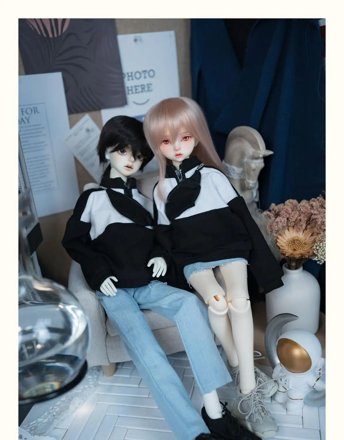 BJD кукла платье подходит для 1/4 Размер MSD костюм цвет одинаковые худи + Сумка
