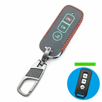 

Luminous Remote Key Case Motorcycle Leather Keychain Bag Cover For Honda 2016 PCX 125 150 Motorcycle 3 Buttons