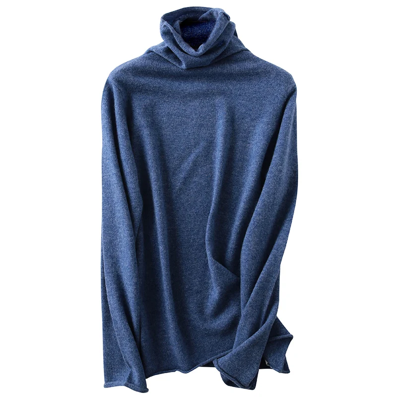 Flower blue LONGMING мериносовая шерсть Зимний кашемировый свитер женский пуловер с высоким воротом зимняя одежда женский джемпер вязаный свитер - Цвет: Flower blue