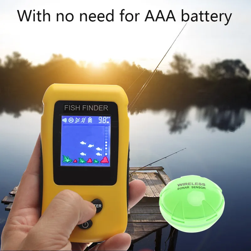 

Colorful Wireless Fish Finder Fishing Lure 120M 90Degree Sonar Sensor Echo Sounder Alarm Detector Fish size For Outdoor Fishing
