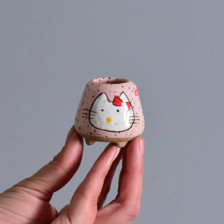 PC Kawaii маленькие животные Керамический Мини-горшок для цветов плантатор Горячая сочный горшок для цветов с отверстием