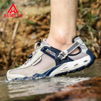 HUMTTO Mens Breathable Trekking Shoes Outdoor Hiking Sneakers Women Wading Aqua Water Shoes Mesh Quick drying Sports Sneakers
