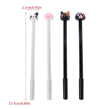 

4Pcs 0.38mm Creative Cat Gel Pen Cartoon Kitty Black Ink Maker Office Stationery Q6PA
