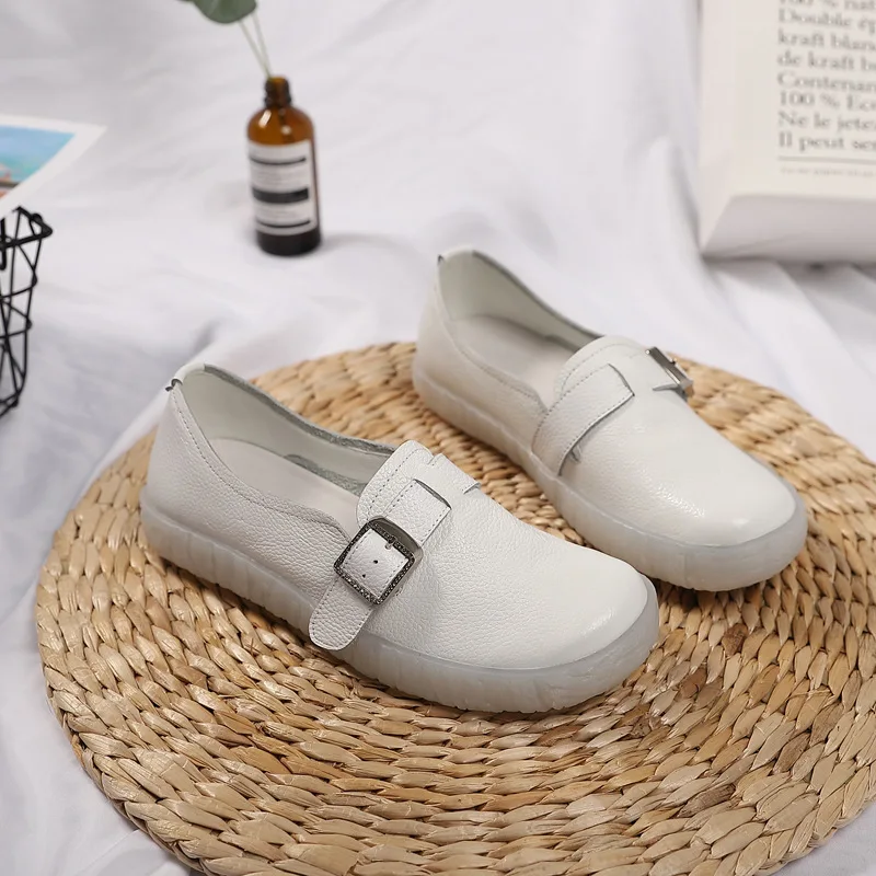 

Ozhouzhan 2019 Low-Cut Female Leather Shoes Summer Cowhide Lazy WOMEN'S Shoes