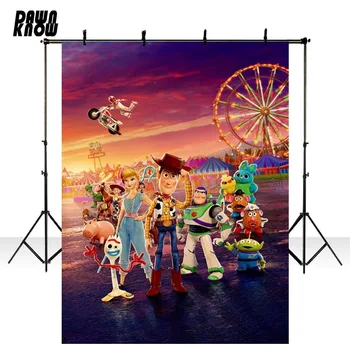 

DAWNKNOW Toy Vinyl Photography Background Kids Party Cartoon Woody Backdrops For Children Photo Studio lv2213