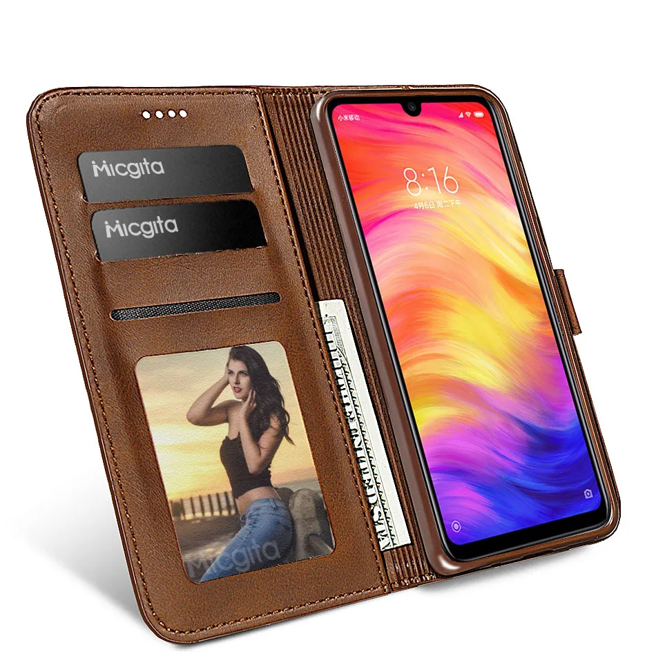Micgita ретро кожаный чехол для Xiaomi Redmi Note 7 Redmi 7 Держатель для фото флип-бумажник чехол для Xiaomi Redmi 7A чехол