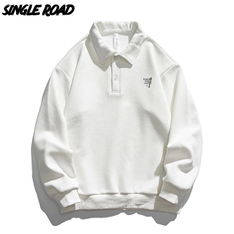 Single Road Mens Polo Collar Sweatshirt 