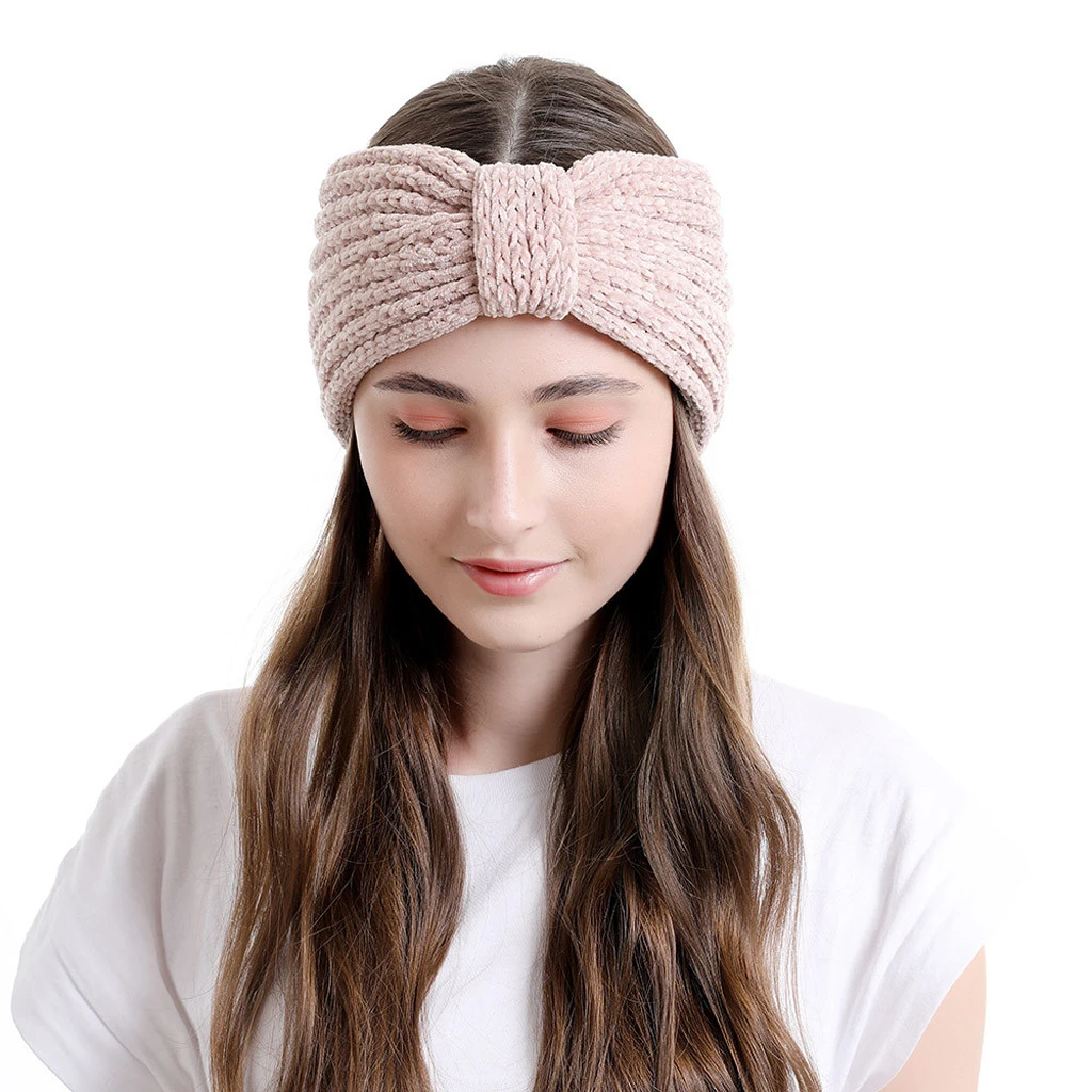 Señora invierno más cálido oído tejido diadema turbante mujeres Crochet lazo elástico diadema accesorios para cabello #1|Accesorios para el de mujer| - AliExpress