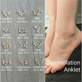 

Twelve Constellations Anklets for Women Charm Anklet Ankle Bracelet Leg Foot Chain Jewelry Gift