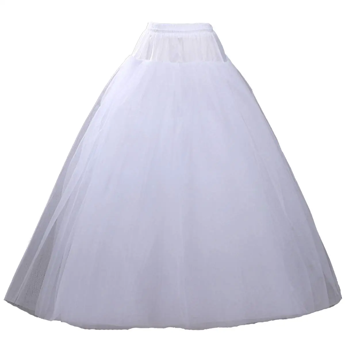 

Women's 3 Layers Tulle A-Line Floor Length Hoopless Petticoat Underskirt Slips Wedding Accessories