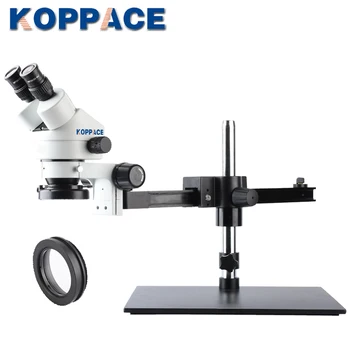 

KOPPACE 7X-45X Binocular Compound Zoom Stereo Microscope WF10X Eyepieces 0.7X-4.5X Zoom Objective 144 LED Ring Light