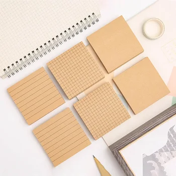 

80 sheets Kraft Paper Grid Tabs Sticky Notes Memo Pad Stationery Memo Pads Sheets Notepad Stationary Office Decoration Note Pad