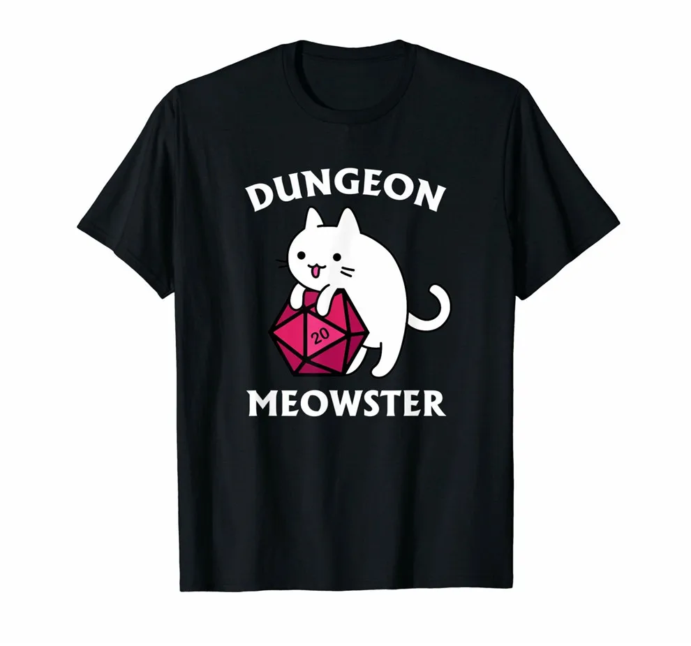 Подземелья Meowster забавные Dnd настольная геймер кошка D20 футболка Новая модная футболка