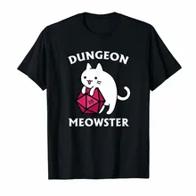 Подземелья Meowster забавные Dnd настольная геймер кошка D20 футболка Новая модная футболка