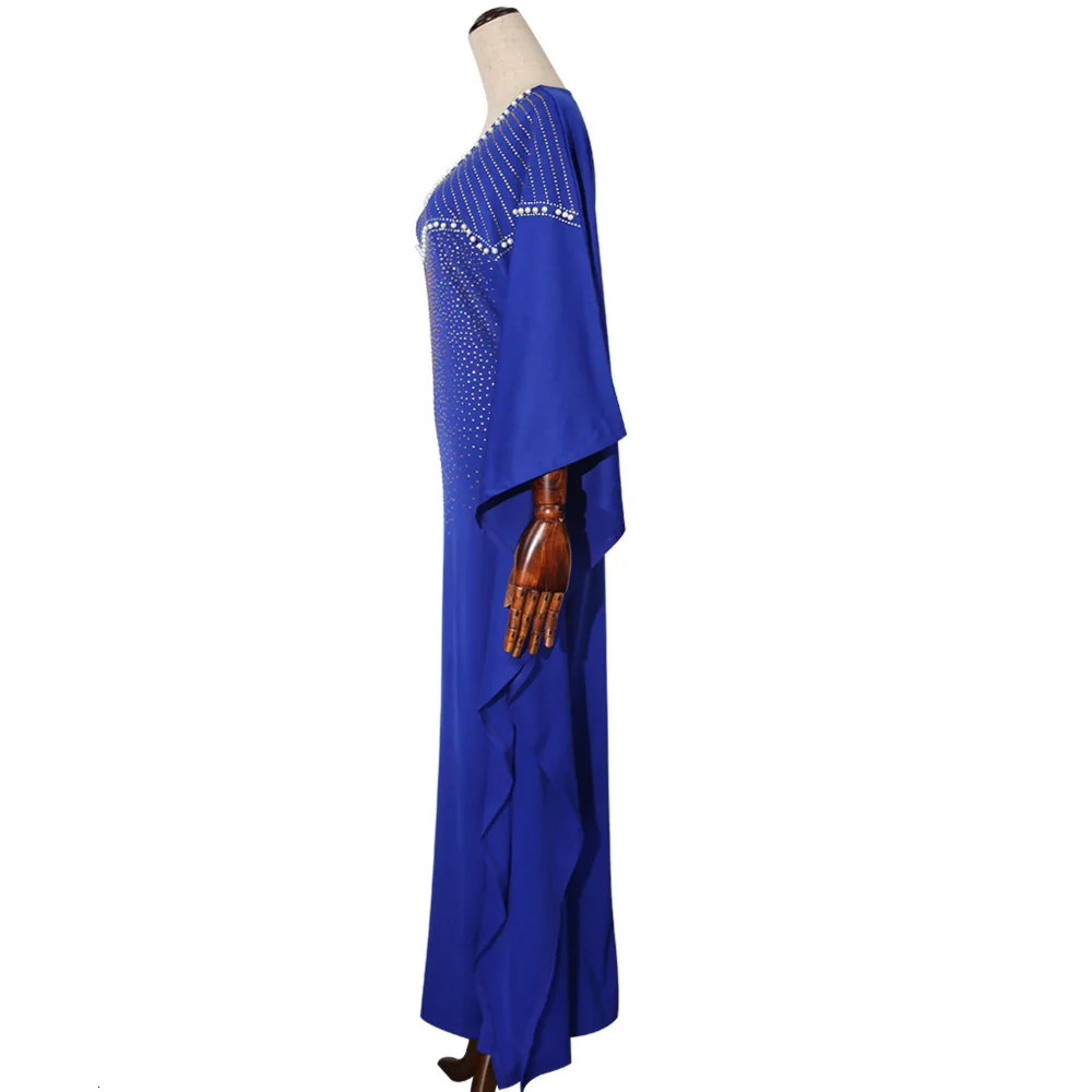 African Design Beading Dashiki Dress Bat Sleeve Elegant Muslim Bazin Maxi Robe Gowns Broder Riche Sexy Loose Traditional