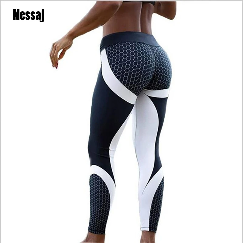 Женские леггинсы для фитнеса с сетчатым рисунком черные или белые|printed leggings|leggings