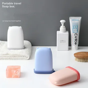 

Silicone soap box with lid travel portable sealed waterproof soap box soap travel case soap case bathroom accessories