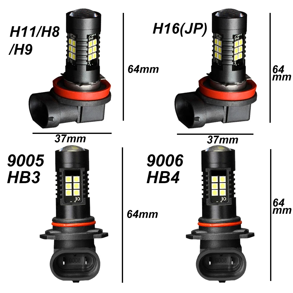 2pcs H8 H11 Led Bulbs Hb4 9006 Hb3 9005 H16 Jp Led Fog Light
