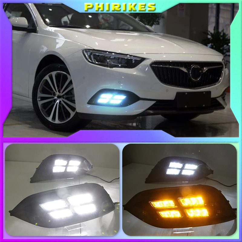 

1 set For Buick Opel Grand Sport 2017 2018 12V ABS LED DRL Daytime Running Lights Daylight With Turn Yellow Signal
