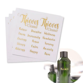 

4PCS Golden Letter Stickers Essential Oil Bottle Adhesive Label Perfume Bottle Sticker Cosmetics Container label Home Decoration