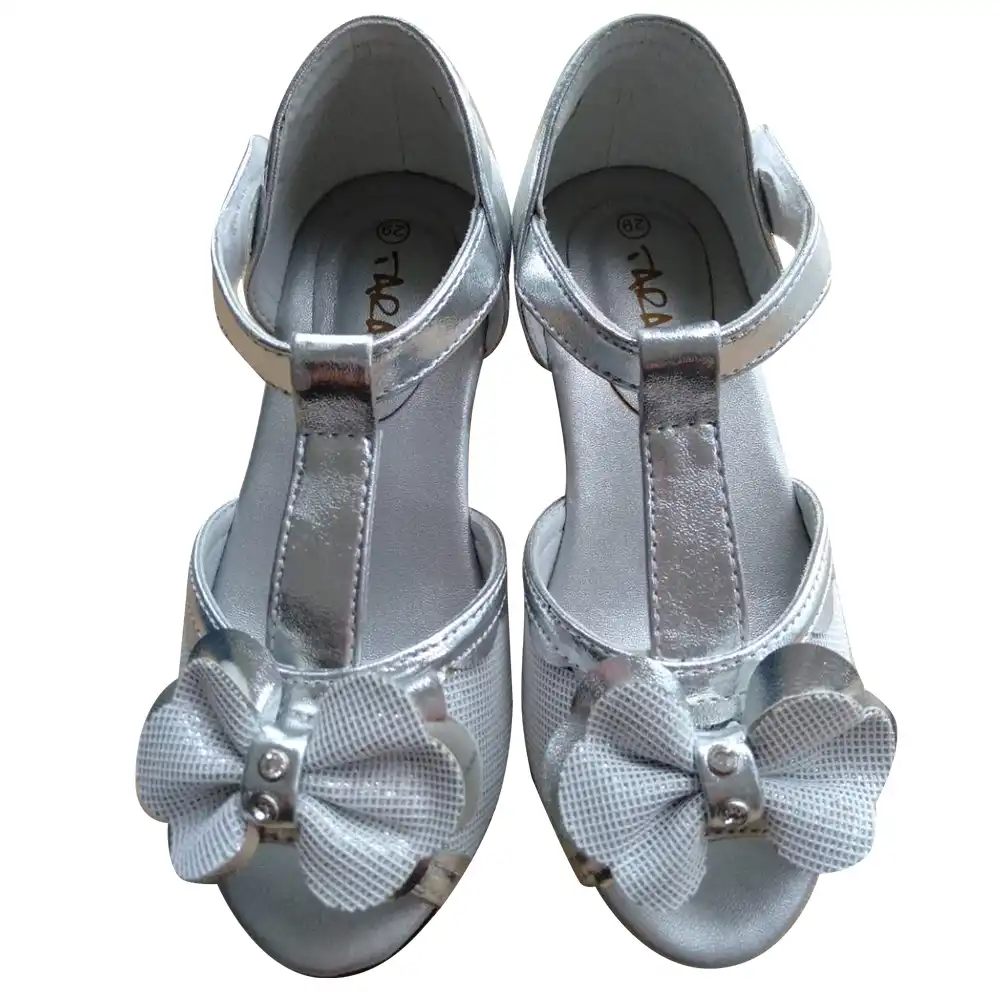 silver bow sandals