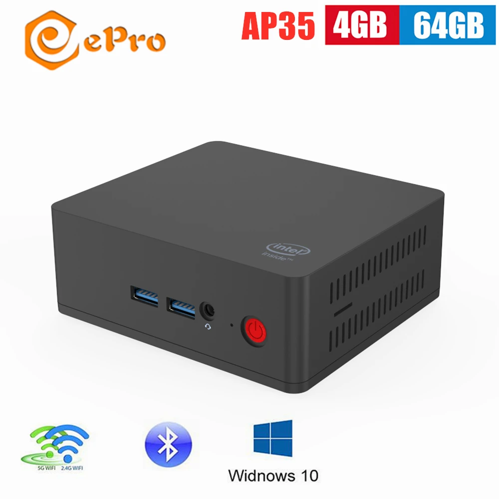 AP35 мини-ПК J3355 Win 10 ram 4GB rom 64GB In Apollo Lake Intel 2 4G/5 GHz WiFi 1000M USB Smart tv Box медиаплеер |