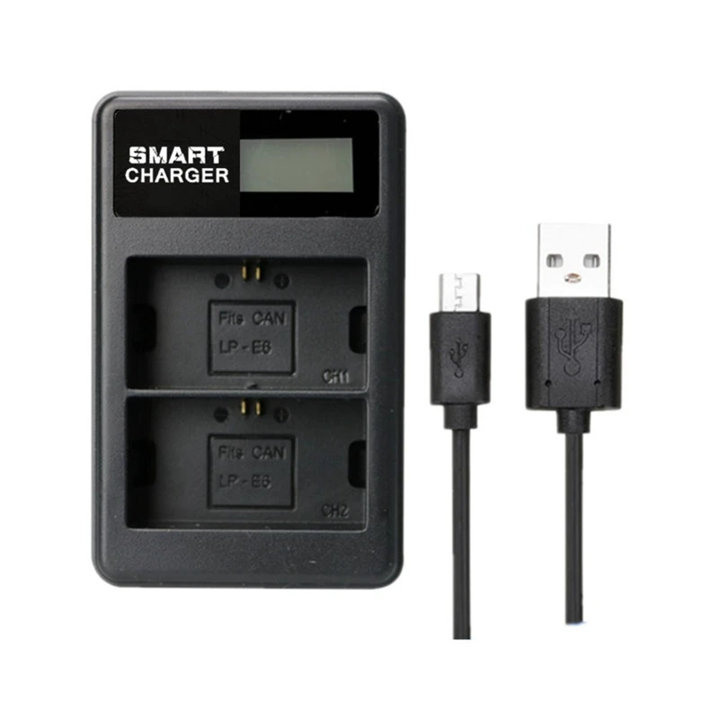 Батарея ЖК-дисплей двойной Зарядное устройство для Canon LP-E6 LP-E6N LC-E6E и