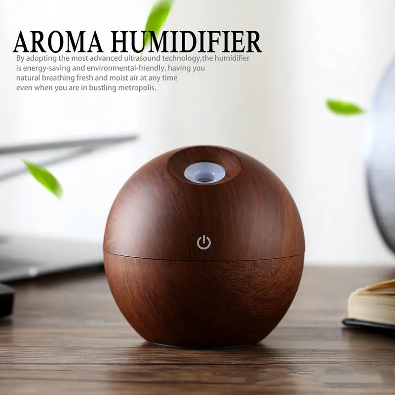 

USB Air Humidifier Ultrasonic Wood Grain LED Light Electric Aroma Diffuser Essential Oils Difuser Home Aromatherapy Mist Maker