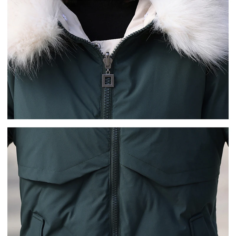 Большие размеры, L-XXXXXL, Зимняя мода, женский свободный теплый пуховик на молнии, хлопковая куртка, глянцевая теплая парка, длинная Большая Меховая куртка с капюшоном с обеих сторон, можно носить толстое пальто, женская уличная верхняя одежда с длинным рукавом, черный, розовый, зеленый