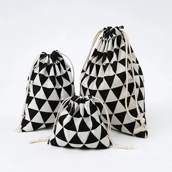 

2019 Fashion Women Shopping Bag with Drawstring Cotton Eco tote unisex Travel Storage Tote Reusable Folding Shopper Grocery Bags