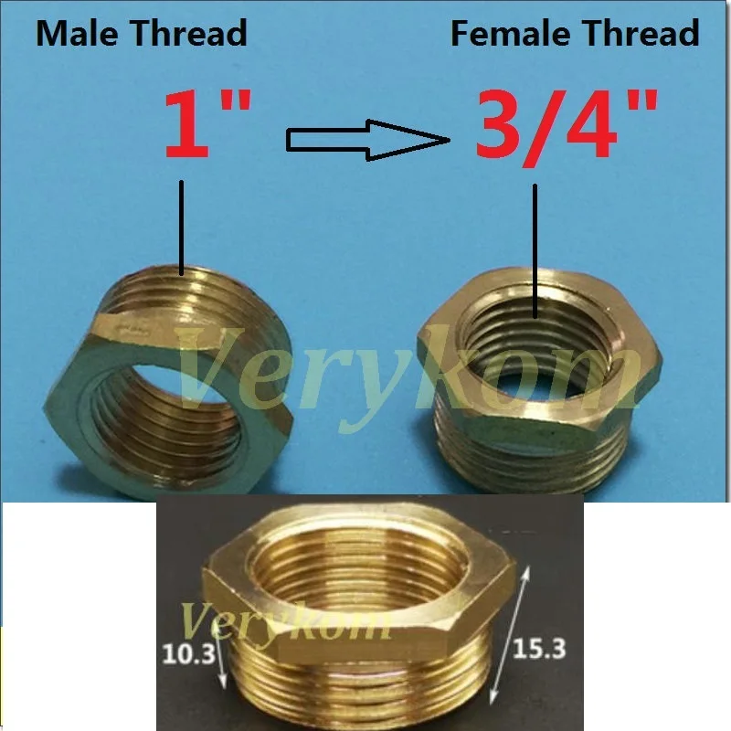 10x Verykom Pneumatic Brass Reducer Fitting 3/4" 1/2" Male To 1/8" 3/8" 1/4“ Female Reducing Adapter Air Water Gas DN10/15/20/25 - Цвет: DN25-DN20 SIZE A