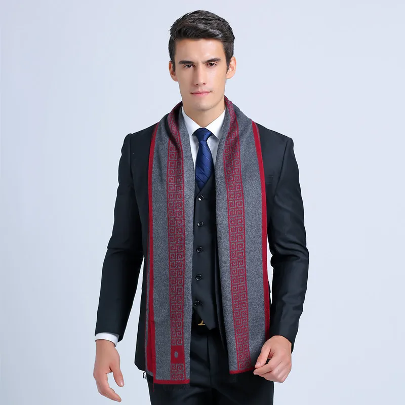 Men Cashmere Scarf Autumn Winter European and American Big Business horse Leisure Stripe cashmere scarf