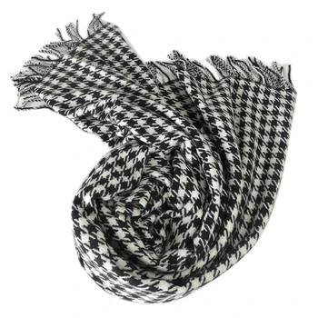 

100 Wool Scarf Winter Woman High Quality Big Size Black White Shawls Warm Lady Free Shipping