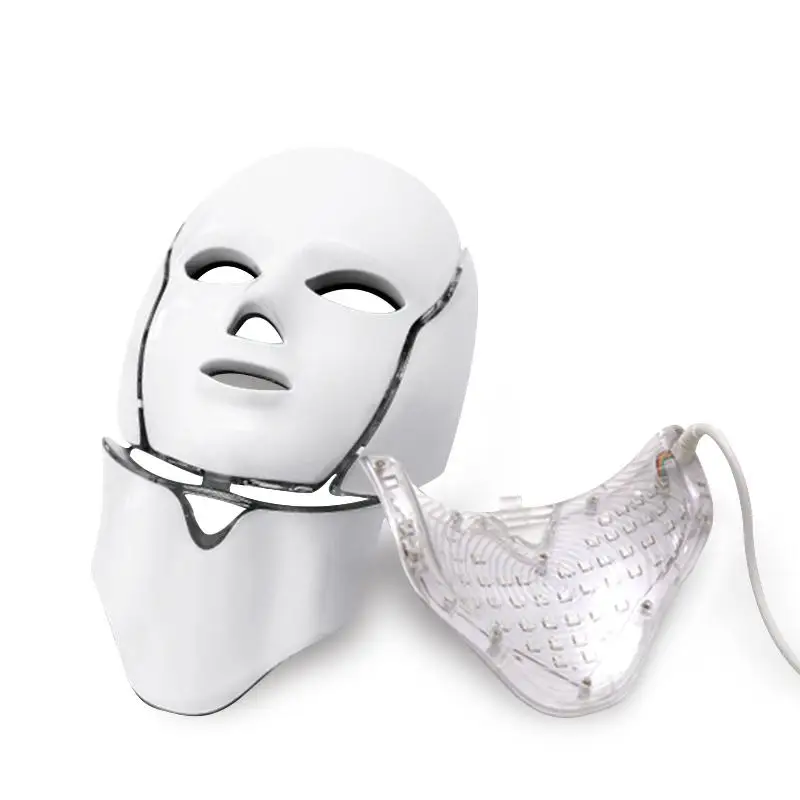 Foreverlily 7 Colors Light LED Facial Skin Care Mask With Neck Skin Rejuvenation Treatment Beauty Anti Acne Therapy Whitening