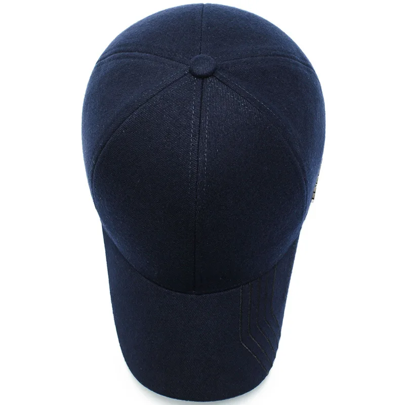Men's Hat Autumn and Winter Wool Tweed Baseball Cap with Earflap Ear Protection Thickened Warm Fashion Dad Hat Trucker Cap 2021