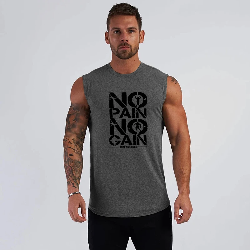 Camiseta de algodón sin mangas para hombre, chaleco de compresión para gimnasio y musculación