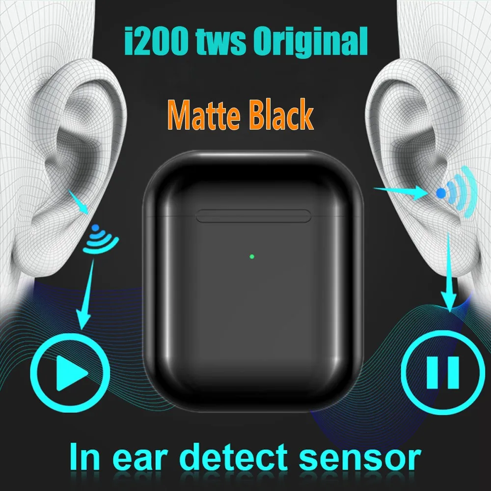 I200 TWS матовый черный смарт сенсор беспроводной Bluetooth наушники 1:1 Реплика всплывающие зарядки PK w1 H1 чип i60 i80 i500 i1000 tws