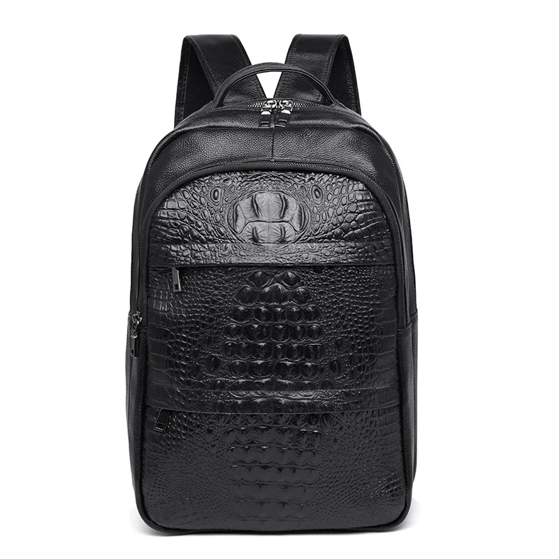 

2019 New Leisure Men's Duplex Korean Version Fashion Leather Crocodile Print Computer Bag Travel Pack B-340