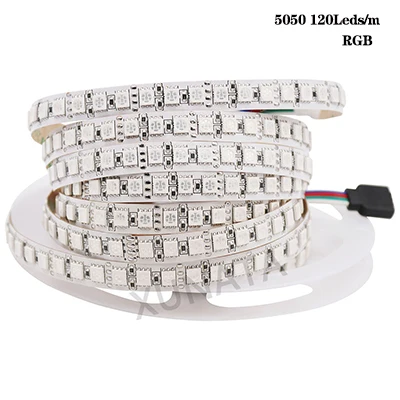 5 м/лот DC12V SMD5050 5054 2835 Светодиодные ленты веревка лента 300 светодиодный 1200 светодиодный Водонепроницаемый гибкий светодиодный лента светильник домашний Декор Светильник - Испускаемый цвет: 5050 120Leds RGB