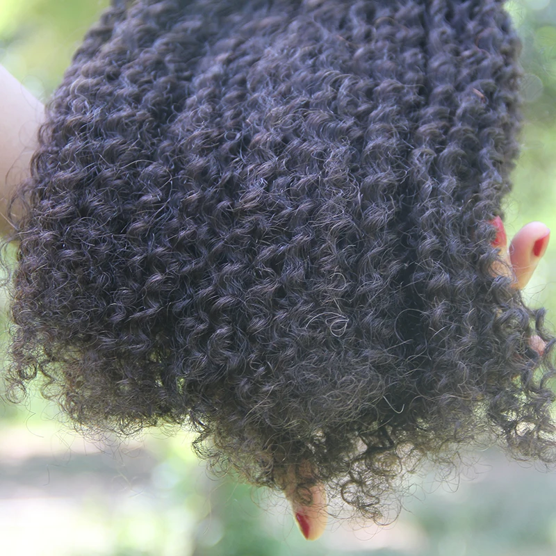 Human Hair Extensions 30inch Peruvian Afro Kinky Curly Micro Ring Hair Extensions Natural #4 Medium Brown Micro Bead Loop Remy Human Hair Extension