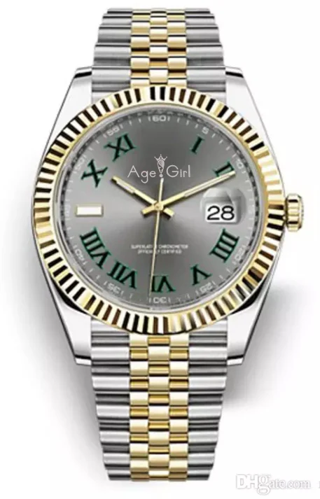 Роскошные брендовые Новые Мужские автоматические механические часы Datejust из нержавеющей стали сапфировые серебряные розовое золото Римский зеленый синий серый часы 41 мм - Цвет: 3