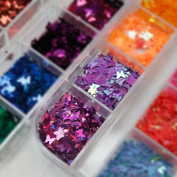 

Butterfly Shape Holographic Nail Glitter Sequins Glitter Style Mixed Colors Flakes Sticker Nail Art Decorations DIY Nails Tools