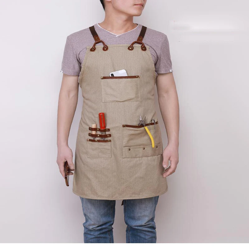 waxed canvas apron craftsman designer retro canvas waterproof apron simple long apron Work clothes are durable moisture-proof men scarf style