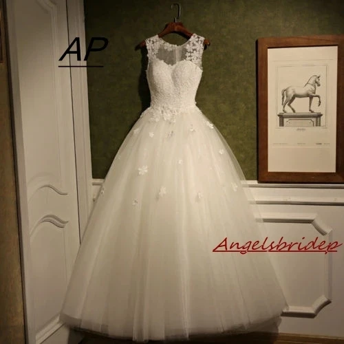 

Женское свадебное платье с блестками ANGELSBRIDEP, элегантное Прозрачное платье до пола с аппликацией и вырезом, бальное платье для свадьбы
