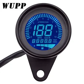 

Universal Digital Motorcycle Speedometer Odometer Techometer Gauge Dual Speed LCD Screen for 1-4 Cylinders 7 Color Backlight