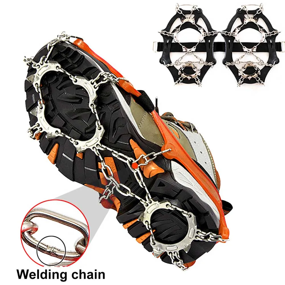 

1 Pair 13 Teeth Crampons Shoe Cover Spikes Antiskid Outdoor Climbing Fishing Stainless Steel Snow Ice Grip Winter Hiking Walking
