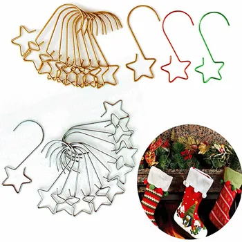 20 Pcs Christmas Tree Ornaments Diy Hooks Stainless Steel Star Shaped Hangers Hooks For Balls Xmas Party Decorations tanie i dobre opinie CN(Origin) chevron home decor Metal Wedding Engagement Birthday Party Father s Day THANKSGIVING Valentine s Day Halloween