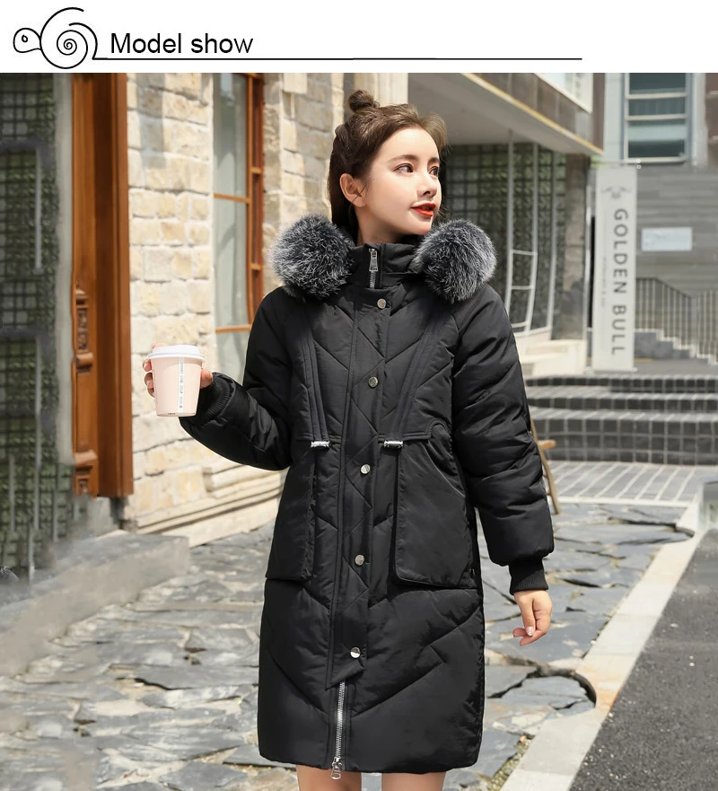 Женское зимнее пальто большого размера 5XL стоячий воротник куртки Женская парка с капюшоном меховой воротник длинный толстый мягкий с большим карманом