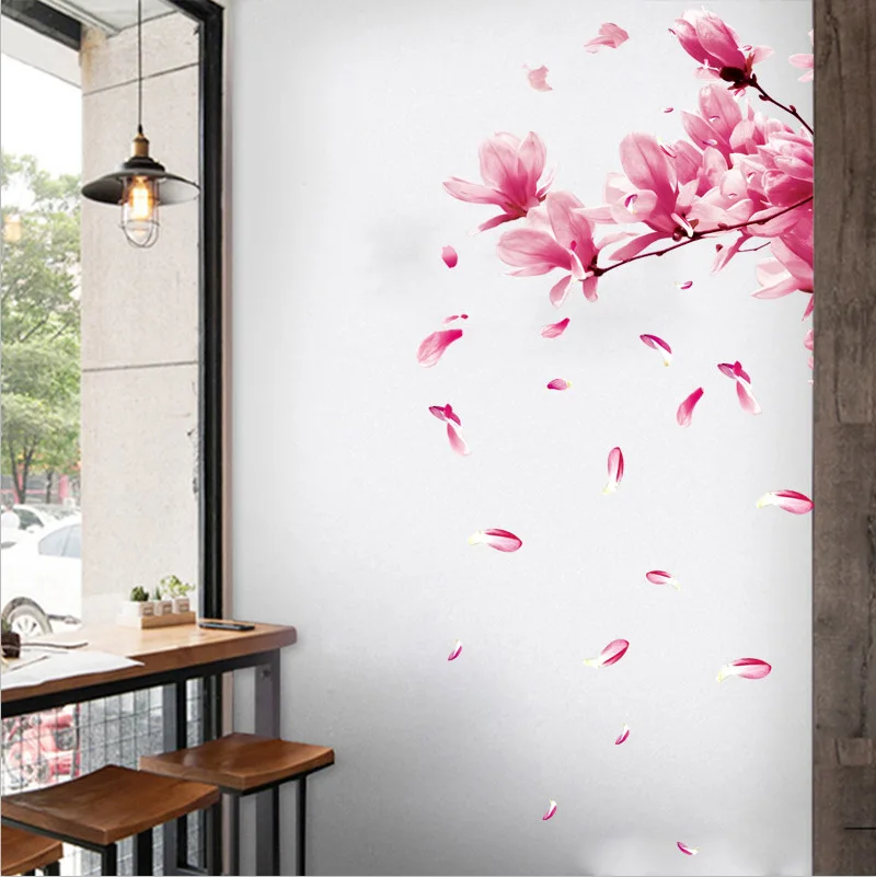 3D Pink Removable Peach Plum Cherry Blossom Flower Art Decal Wall Home Sticker Room Decor Graphic Flowers Petals Tree